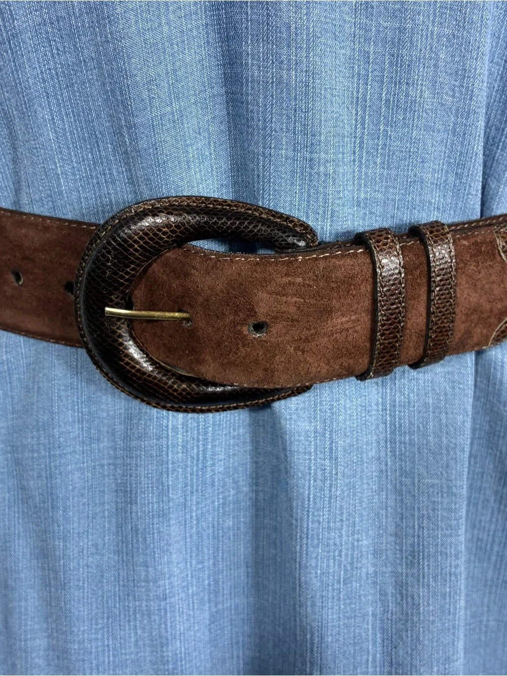 Torino Womens belt Sz M genuine suede chocolate brown made in USA